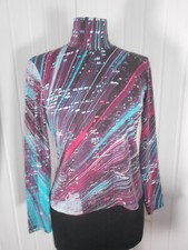 VINTAGE TOP Tee shirt polyamide stretch NATHALIE CHAIZE 40/42 Imprimé logo métal