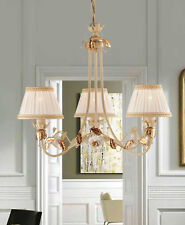 Lustre A 3 Lumières Fer Forgé Porcelaine Ivoire-Or Coll.pre ART.LS122/3
