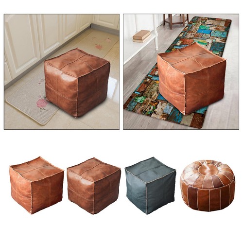 Leather moroccan pouf - leather,