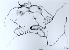 Dessin fusain homme nu