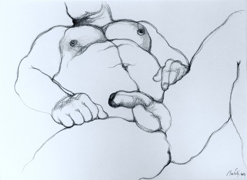 Dessin fusain homme - , nu