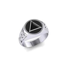 Celtique Aa Symbole Récupération 925 Bague en Argent Fin Milestone Bijoux Homme