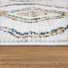 Tapis De Salon Tapis Vintage Poils Ras Boho Motif Diamant Beige Bleu Rouge Jaune