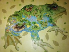 puzzle silhouette 1050 pièces grenouilles tortue mare papillon superbe complet