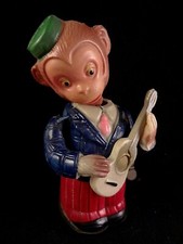 Ancien jouet mécanique automate animal singe musicien banjo cirque JAPAN 1948