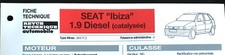 Fiche Technique Automobile R.T.A (RTA) ; SEAT " IBIZA " 1.9 Diesel (catalysée)