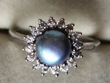 Perle de Tahiti Noire à Grise de 2,50 ct - Bague Argent 925 - Certificat AGI