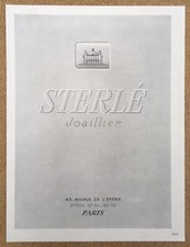 Publicité Ancienne Sterlé Joaillier Paris Opéra Revue Plaisir de France 1949