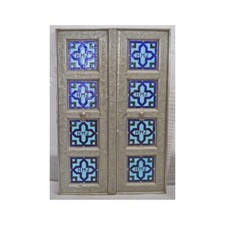 Ancien Bois Whte Métal Mural