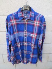 Chemise SERGE BLANCO Quinze 15 rugby bleu carreaux XL manches longues