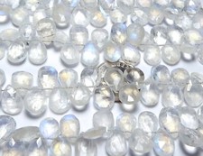 8" Strand RAINBOW MOONSTONE 9-10mm Faceted Teardrop Beads AAA NATURAL /T4