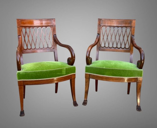 Paire fauteuils acajou - de, en