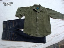 SUPERBE CHEMISE KAKI * DE MARQUE MINI BODEN * EFFET DAIM 100% COTTON T 5/6 ANS