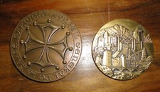 2 grosses MEDAILLE Bronze Toulouse croix Occitane
