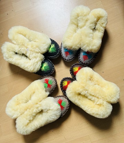 Chaussons cuir fourrés en - chaussons,