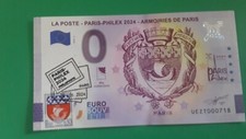Billet 0 Euro UEZT-6  LA POSTE Paris Philex 2024 blason Paris+ tampon PJ