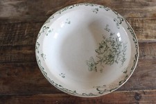 ancien plat rond creux  Creil et Montereau terre de fer modèle Iris 19ème vert