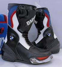 Bottes BMW Moto Racing pour Homme Cuir Véritable Semelle Anti-Glisse Protection