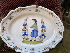 Ancien Plat Faïence Breton Style Henriot Quimper