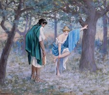 tableau ancien Henri Delavelle Rome Antiquité grecque illustration couple