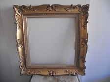 Superbe cadre ancien XIX bois doré feuille d'or style rocaille  marquise Tbe