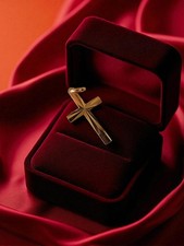 Pendentif croix religieuse catholique plaqué or vintage