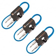 3 x Câble guitare Jack à Jack mono 6,35mm / Instrument / Câble patch / 1m Bleu