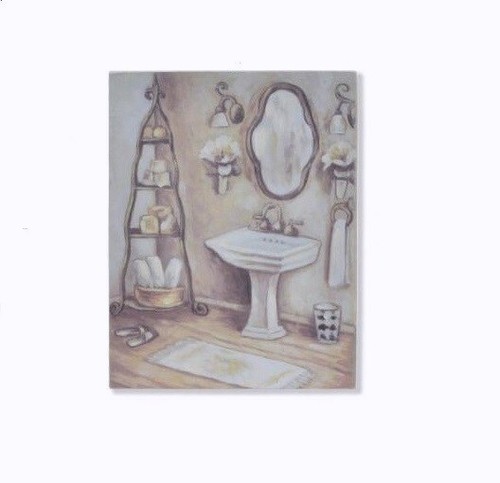 Cadre tableau bois lavabo - tableau,