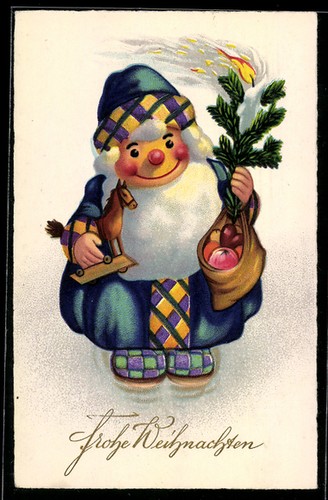 Père noël avec branche - père,