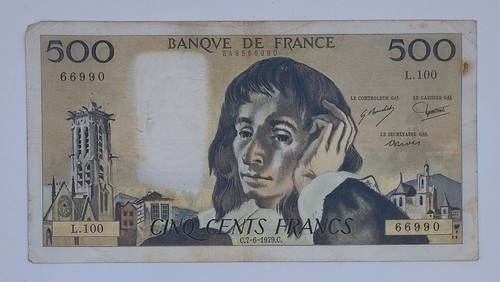 Billet 500 francs - pascal, émis