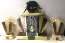 SUPERBRE Garniture Pendule Art Déco régule à l'éventail et marbre, fonctionnelle