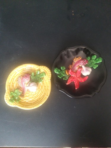 Lot assiette barbotine poisson - assiette,