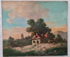 COURTERET : Tableau romantique et Impressionniste XIXéme Huile 46cm x 55cm.  