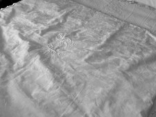 Linge Ancien Dessus De Lit De Mariage Damassé De Soie Festonné Monogramme E S