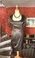 Robe Fourreau stretch satinée Marron glacé "Chuchotement" - T 42*