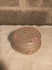 Ancienne grande bonbonnière verre émaillé décor Roses