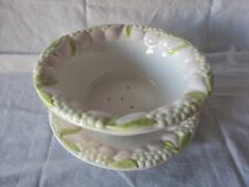 Barbotine Egouttoir à Fruits & Son Assiette Motifs Raisin Poires Pommes,Nickel 