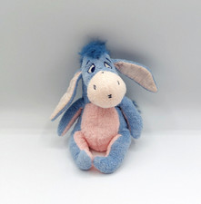 Petite Peluche doudou âne Bourriquet Disney bleu rose oreilles vichy 14 cm assis