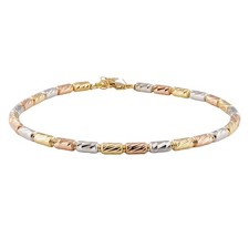 Bracelet Unisexe Cylindres Diamant Trois Couleurs Or Rose Jaune Et Blanc 18 K