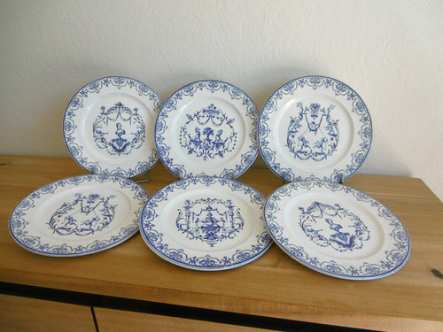 Six assiettes plates faience - assiettes,