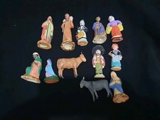 Crêche Noël Ancienne  12 Santons Terre Cuite