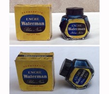 FLACON D'ENCRE BLEU/NOIRE - WATERMAN - FABRICATION JIF PARIS - ANCIEN - VINTAGE