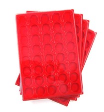 A23 - PLATEAU 40 CASES RONDES PLASTIQUE ROUGE + COUVERCLE PAR 10