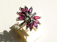 BELLE BAGUE ANCIENNE 1980 en ARGENT avec RUBBELITE (?) TOURMALINE ROSE (?) / T50