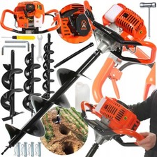 Tarière Thermique à Essence avec 3 mèches de Forage 10 15  20 cm