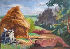 Huile Sur Toile Mogniat Duclos Bertrand 1942 Nu Dans Un Paysage Symbolisme