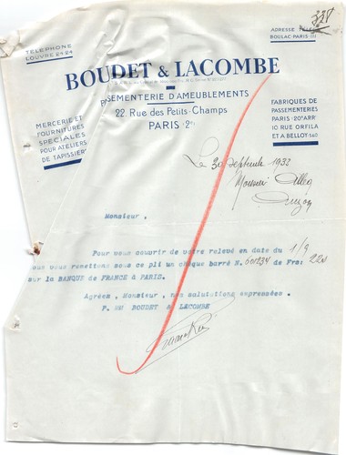 Facture 1932 mercerie et - facture,