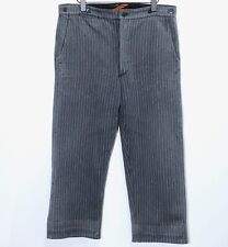 French 50s Grey Striped Cotton Pique Work Chore Pants VIGENNA W38 Made in France