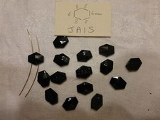 lot 15 ancienne perle verre noir NAVETTE passementerie jais signé A S & J 