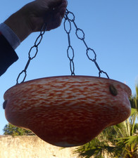 Vasque en pate de verre style Muller Freres suspension Art Déco plafonnier